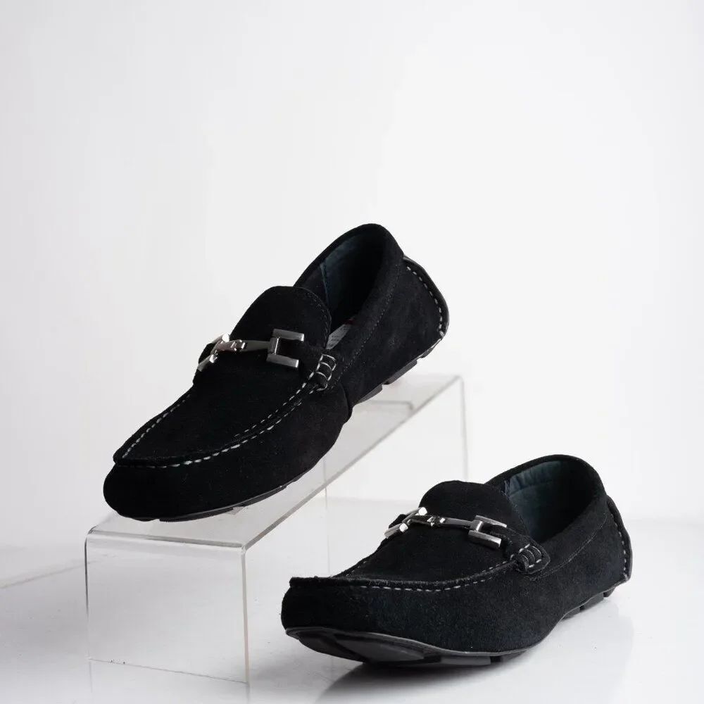 Alfani Mens Merry Suede Derby Loafers Horse Bit Black Sz US 8 M New